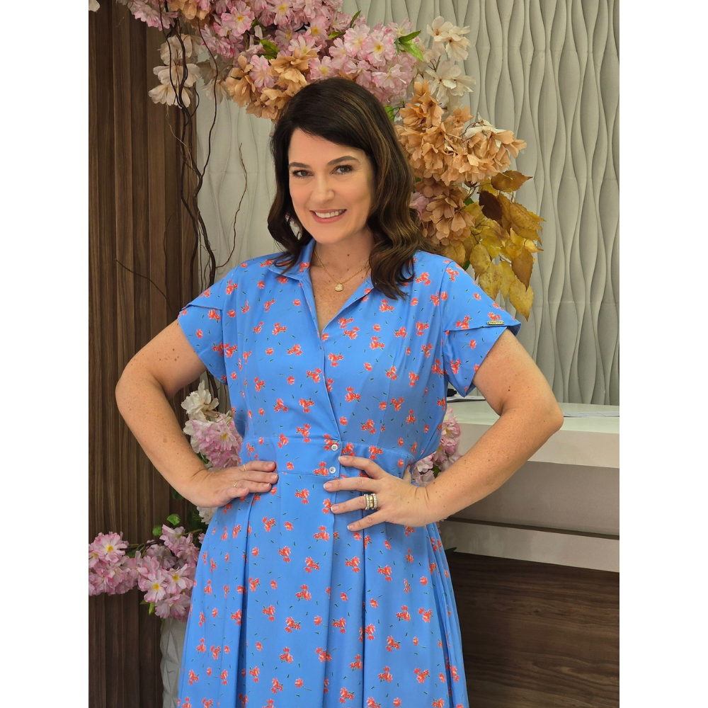 Vestido em Visco Linho Forrado Elegante
