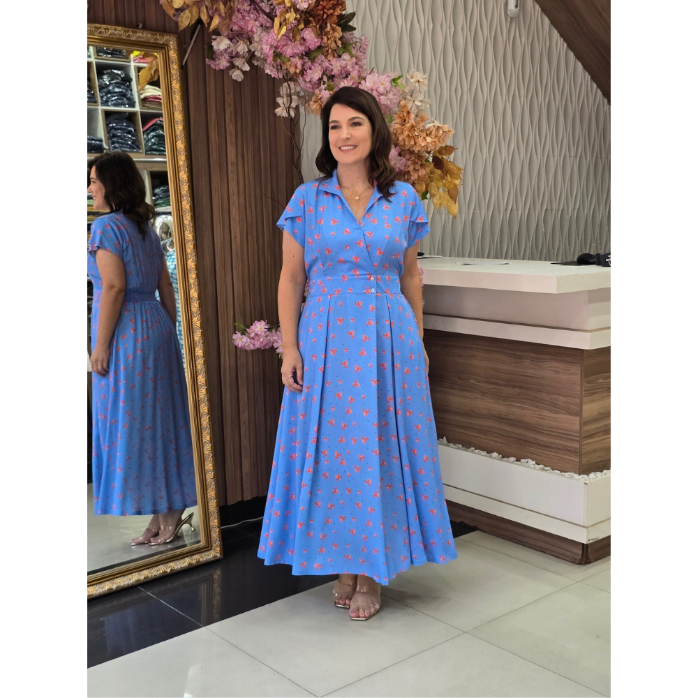 Vestido em Visco Linho Forrado Elegante