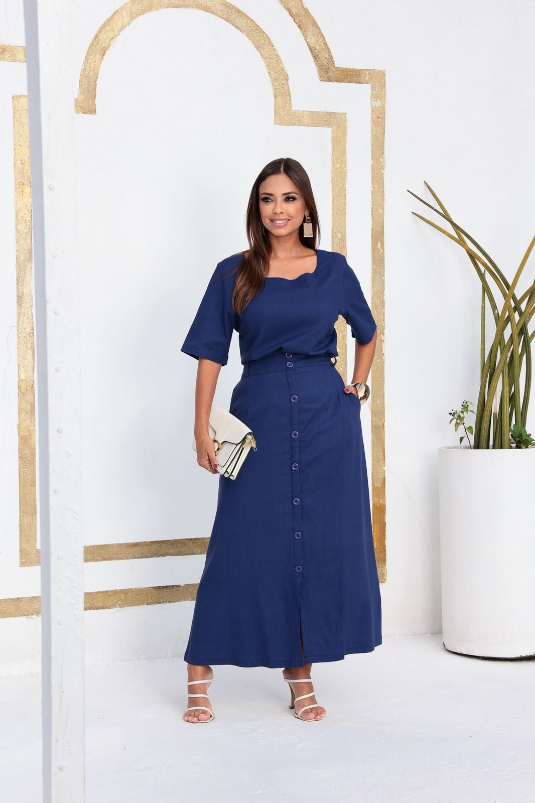 Conjunto Sofisticado Linho Viscose com Elastano