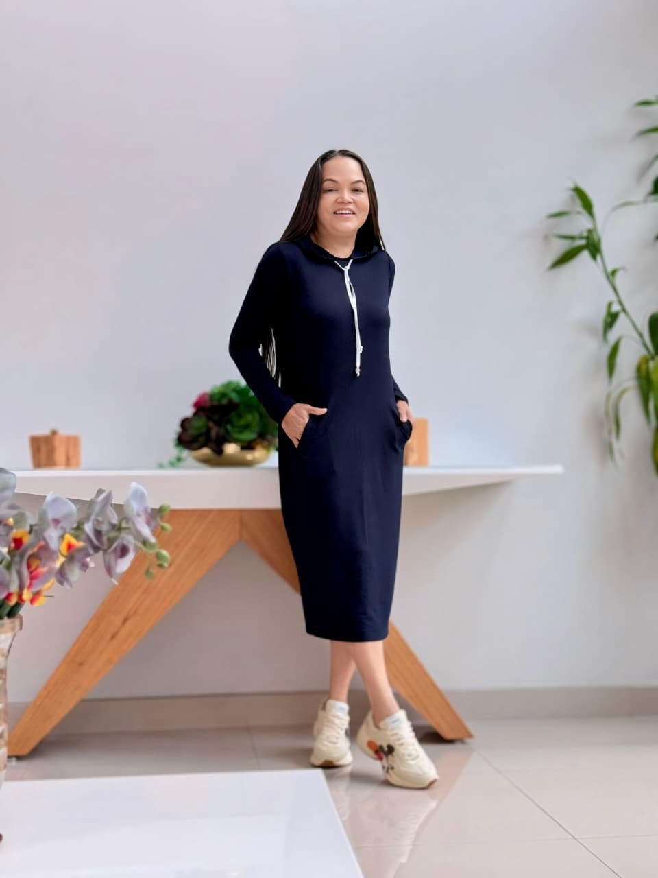 Vestido Jussara Moletinho Capuz Confortável